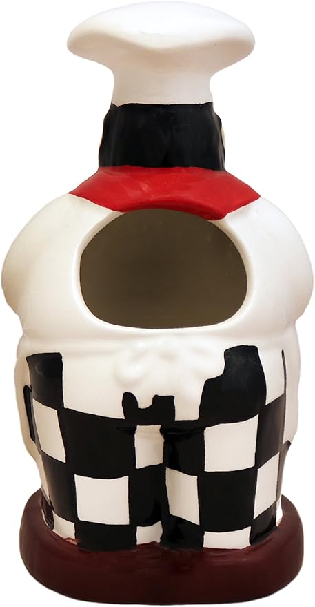 ACK Fat Chef Hand Painted Ceramic Utensil Jar, Utensil Holder, Utensil Crock, Modern Kitchen Decor, Kitchen Storage for for Spoon, Ladle, Spatula and More