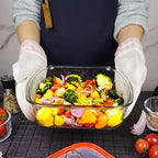 9×9in Square Glass Baking Dish with lid, 2.6QT Deep Square Glass Baking Pan, Microwave and Oven Safe