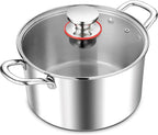 E-far 8 Quart Stock Pot with Lid, 18/10 Tri-ply Stainless Steel Stockpot for Induction Ceramic Gas Stoves, Heavy Duty Cooking Pot for Pasta Soup Stewing Simmering, Oven and Dishwasher Safe