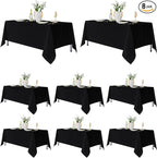 Fitable 8 Pack Rectangle Tablecloths: Stain Resistant Wrinkle Free Circle Table Clothes, Washable Reusable Polyester Table Covers for Wedding Party Birthday Banquet Reception(Black, 60x102 Inch)