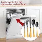 20-Piece Yellow Silverware Set 18/0 Stainless Steel Black Silverware Set Yellow Handle Cutlery Black Set Service for 4 Dinner Knives Forks Spoons Set Flatware Set Finish Dishwasher Safe