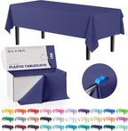 Exquisite Party Solids 54 Inch X 100 Feet Navy Plastic Table Cover Roll in A Cut - to - Size Box with Convenient Slide Cutter. Cuts Up to 12 Rectangle 8 Feet Plastic Disposable Tablecloths
