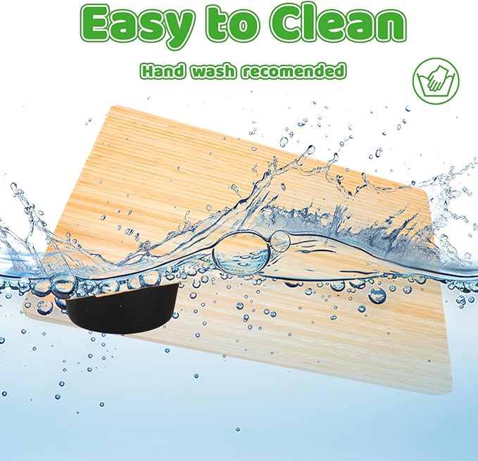 Cutting Board Compatible with Emeril Lagasse 26 QT Extra Large Air Fryer, Heat Resistant Bamboo Cutting Board with 4 Silicone Feet for Air Fryer Accessories, Creates Storage Space, Protects Cabinets
