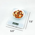 PantryPro Glass Platform Digital Kitchen Scale - 11lbs / 5kg Capacity - LCD Display g kg oz lb fl.oz ml - CR2032 Battery Included - White