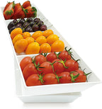 Divided Serving Tray Platter, 2 Pack 17.6" x 6" Fruit Veggie Food Tray for Party, Plastic Serving Trays for Appetizer, Snack, Dessert, Cookie, Brunch Decorations Platters, White Trays BPA-Free
