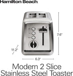 Hamilton Beach 2 Slice Toaster with Extra-Wide Slots, Bagel Setting, Toast Boost, Slide-Out Crumb Tray, Auto-Shutoff & Cancel Button, Defrost Function, Stainless Steel (22794)