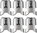 Champagne Stopper 6 Pack Stainless Steel Champagne Save with Food Grade Silicone，Leak-Proof Bubble Retaining Saver，Suitable for Champagne Prosecco Cava and Sparkling (Silver)
