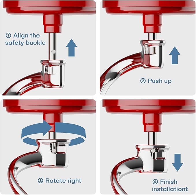 Stainless Steel Spiral Dough Hook for Kitchenaid 5Plus & 6QT Bowl-Lift Stand Mixers, Dough Hook for Kitchenaid Stand Mixer Dishwasher Safe, Efficient Kneading for Bread, Pizza, Pasta, Cookies