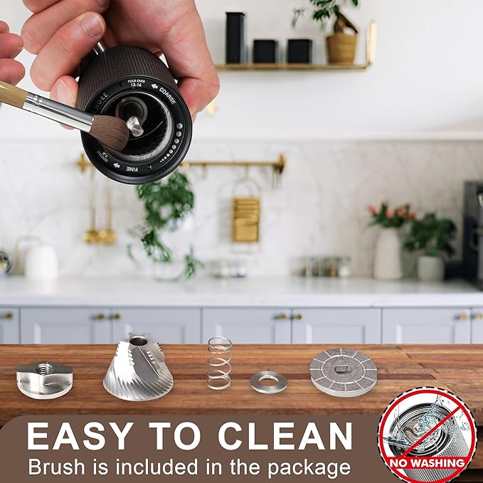 pipa’s Manual Coffee Bean Grinder with Brush (35g) | Stainless Steel Burr Mill, Adjustable Coffee Grinder for Espresso, Pour Over, French Press & Cold Brew | Coffee Hand Grinder for Home & Outdoor