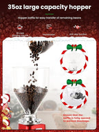 Huanyu Coffee Grinder Electric Adjustable Flat Burr Mill with 19 Precise Grind Setting 35OZ 36Cups Coffee Bean Grinding Machine Upgrade Automatic Point-action for Espresso French Press Red