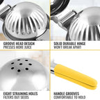 Zulay Lemon Squeezer Stainless Steel with Premium Heavy Duty Solid Metal Squeezer Bowl and Food Grade Silicone Handles - Large Manual Citrus Press Juicer and Lime Squeezer Stainless Steel (Yellow)