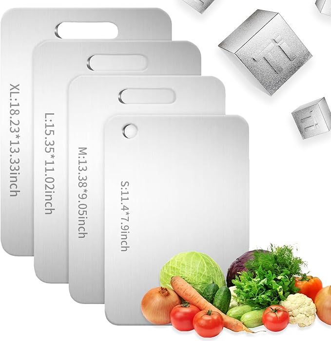 Katuchef Titanium Cutting Board - New Upgrade 100% Pure Titanium Cutting Boards for Kitchen Double Sided Non Toxic Cutting Board,Hygiene Durable Dishwasher Safe Chopping Board(1PC-L:15.35IN*11.02IN)