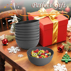 Homienly Wheat Straw Bowls Set of 8, 60oz Extra Large Unbreakable Bowls - Lightweight Alternative to Plastic Serving Bowls for Cereal, Ramen & Soup, Microwave Safe for Outdoor Activities (Grey)