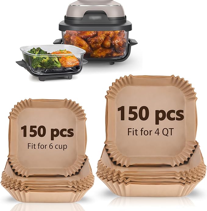 WMKGG 300 PCS Air Fryer Liners for Ninja Crispi, Parchment Paper Accessories for Ninja Crispi 4-in-1 Portable Glass Air Fryer Cooking System