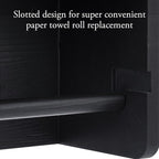 MyGift Modern Coal Black Solid Wood Wall Mounted Paper Towel Roll Holder and Top Shelf, Hanging Kitchen Disposable Napkin Dispenser with Spice Storage Rack