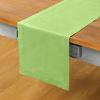 Solino Home Cotton Linen Table Runner 120 Inches Long - Hemstitch Apple Green Dining Table Runner 14 x 120 Inch for Summer