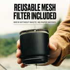 Nest Pour Over Coffee Kit | Coffee Maker for Camping | All-In-One Travel Pour Over | Transportable Dripper, Two 10oz Stainless Steel Travel Mugs | Compact Storage & Adventure Ready | Black