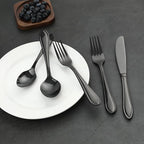 Black Silverware Set, 60-Piece Stainless Steel Flatware for 12, Heavy-Duty 18/0 Stainless Steel Utensils,Mirror Polished Dishwasher Safe for Home & Kitchen Dining