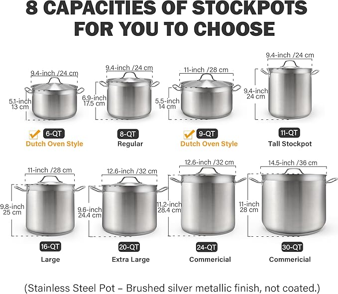 Cooks Standard Stockpots Stainless Steel, 16 Quart Professional Grade Stock Pot with Lid, Silver