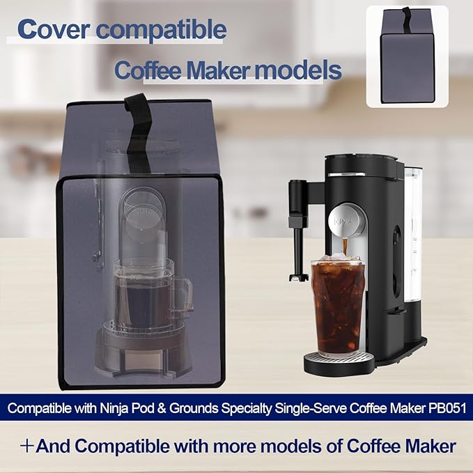 Coffee Maker Dust Cover for Ninja Pod & Grounds Specialty Single-Serve Coffee Maker PB051/PB051GB/PB051SG/PB051ST, Heavy Duty Waterproof Coffee Machine Protective Cover Case (Fog Purple)