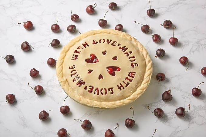Talisman Designs Pie Top Cutter | Pie Crust Cutter | Pie Decorating Tools | Pie Pastry Baking Accessories | Stencil Crust Cutout | 10-Inch | Made with Love Design | Red