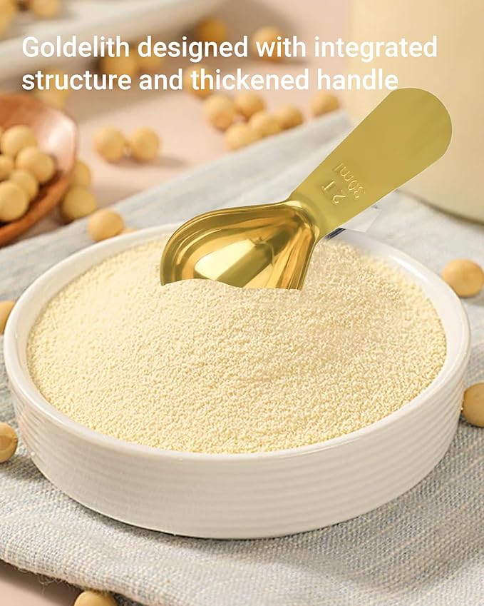 Coffee Scoop 30ml 2PCS, 2 Tablespoon Measuring Spoons, Ergonomics Design Coffee Scooper Stainless Steel Manufacture，Coffee Scoop for Ground Coffee Protein Powder Sugar Cereal (Gold, 2 tbsp-30ml)