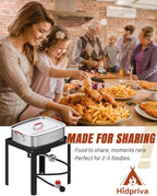 Outdoor Deep Fryer 18QT | Fish Fryer Pot with 2 * 9QT Baskets | Heat-Resistant Silicone Handles | Lid & Fryer Tong & Thermometer | For Frying Fish, French Fries, Chicken Wings | 58,000BTUs | Aluminum