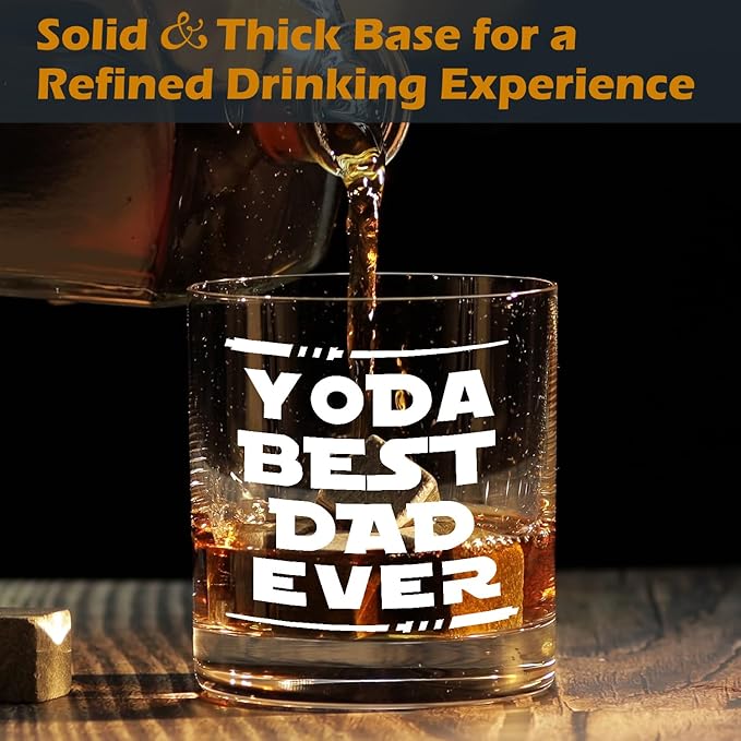 kunlisa Dad Whiskey Glasses, Best Dad Gifts for Father's Day Birthday from Kids Sons Daughters, 10 oz Drinking Rocks Glasses for Men Whisky Cocktail Scotch Bourbon Liquor