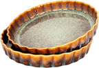 Large Quiche Tart Pans Pan Set of 2, 13.5 oz Ceramic Au gratin pans, Fluted Ruffled Edge for Quiche Baking Dish/Pie Pan, Microwave Freezer Dishwasher Oven safe, Great Gift for Bakers
