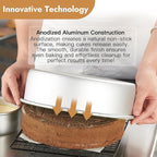 CURTA 7 Inch Round Cake Pan, 7x3 inch 2 Set Anodized Aluminum Round Baking Pan, Small Cake Pan Non-Toxic & Heavy Duty, Deep Side, Easy Clean & Dishwasher Safe