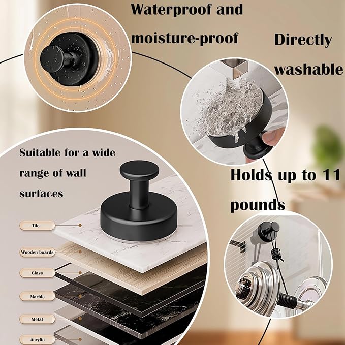 Suction Cup Hooks Shower, 2 Pack Utility Removable Towel Hooks Vacuum Suction Cup Hook,No Drilling, Shower Stainless Steel Suckers for Bathrooms, Kitchens, Glass Windows, Mirrors, Tile