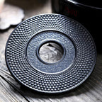 suyika Cast Iron Mat with Rubber Pegs/Feet for Japanese Tea Kettle Cast Iron Teapot Black Trivet 5.3in