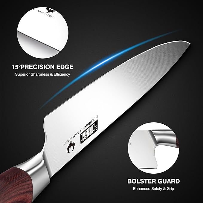 5-Piece Japanese Style Kitchen Knife Set,Professional Ultra Sharp High-Carbon Stainless Steel Chefs Knives with Ergonomic Wood Handle,Elegant Box Packaging