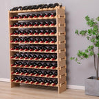 90 Bottle Stackable Storage Modular Wine Rack Cabinet Bamboo freestanding Floor Wine Holder Display Shelves