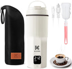 KIVRA Travel Kettle-316 Stainless Steel Portable kettle, 450mL Portable Water Boiler with 6 Temperature Control, Auto Shut Off & Boil Dry Protection, Small Electric Kettle for Global Use (100-240V)