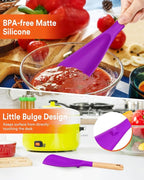 Cooking Spoon for Nonstick Cookwares, Great for Cooking and Serving Sturdy BPA-Free Matte Silicone, Wood Handle Spoon for Mixing, Scoop, and Scrape (BERRY)