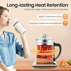 1.8L Electric Water Kettle, 800W 110V Multifunctional Electric Glass Kettle Hot Tea Maker Health Pot with Filter and Digital Heating Base For Coffee, Soup, Hot Pot, Boiled Eggs
