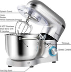 Aucma Stand Mixer,6.5-QT 660W 6-Speed Tilt-Head Food Mixer, Kitchen Electric Mixer with Dough Hook, Wire Whip & Beater (6.5QT, Silver)