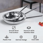 GIPFEL INTERNATIONAL Stainless Steel Frying Pan 12 Inch - Tri Ply Stainless Steel Skillet Healthy Non Toxic Cookware - Fry Pans for Induction Gas Electric Ceramic Stove & Oven Safe (12 Inch)