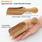 Large Coffee Scoop Shovel, 3pcs Wooden Scoop for Jars, 5.9″ Big Ground Coffee Scoop Measuring Spoons for Coffee, Tea, Powder- Multifunctional Kitchen Scoop for Bath Salts,Laundry (Acacia Wood)