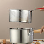 Pasta Strainer Set of 2, Stainless Steel Noodle strainer with Removable Handle Metal Pasta Strainer Basket Deep Fryer Basket, Kitchen Colander for Washing Draining Deep-frying Boiling Steaming