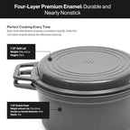 Misen 7 QT Enameled Cast Iron Dutch Oven - Chip-Resistant Enamel Coating - Thick Iron Core For Heat Retention - Large Cooking Surface - Oven Safe, Induction Compatible - Grill and Silicone Lid, Gray