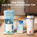 Single Serve One Cup Coffee Maker, for K Cups and Grounds, Mini Coffee Maker with Portable Handle, 6 to 12 Oz Brew Size, for Travel, Camping, Office, RV and Dorm, 120V, Aqua