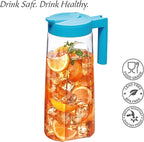 Amazing Abby - Slim - Tritan Pitcher (64 oz), Unbreakable Plastic Water Pitcher with Lid, BPA-Free, Heat-Resistant, Dishwasher-Safe, Great for Both Iced and Hot Drinks, Indoors and Outdoors, Blue