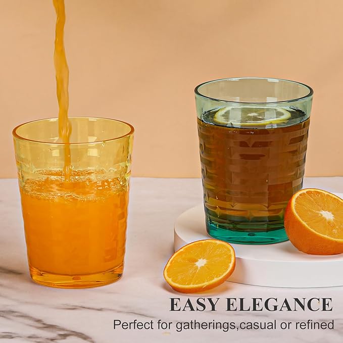 BPA-Free Plastic Tumblers 8 Pack (8x16oz) | Reusable Dishwasher Safe | Stackable Shatterproof Cups | Plastic Drinkware & Drinking Tumblers for Restaurant, Home, Party