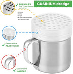CUSINIUM 10oz Metal Parmesan Cheese Shakers with Large Holes - With Handle - Chili Flakes Dispensers - Pizza Shakers - Pack of 4 | Style: Coarse