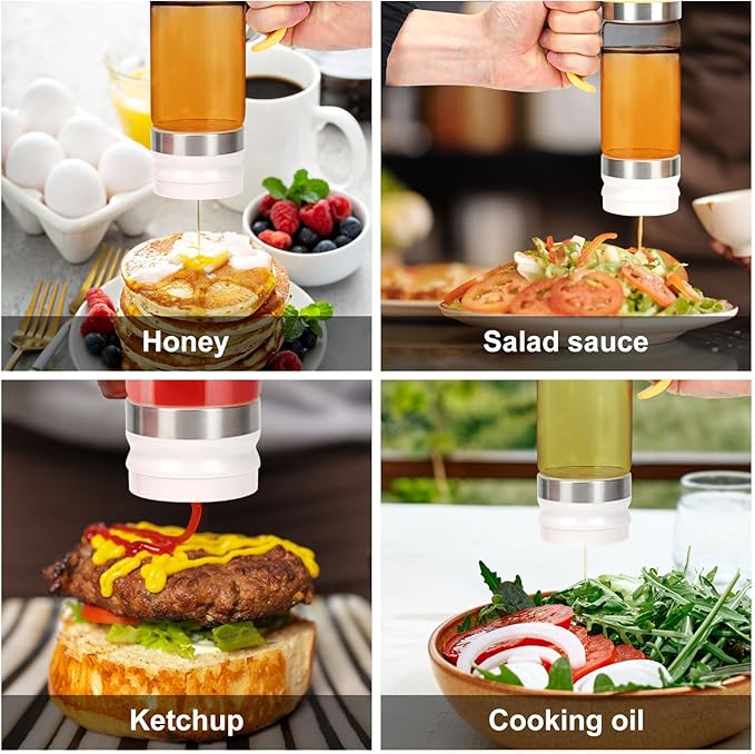 Glass Honey Dispenser Pot, No Drip 12 Oz Honey Jar with Handle, Maple Syrup Dispenser Honey Pot Honey Container Jars with Cleaning Brush for Coffee Tea Bread Pancake (Yellow)