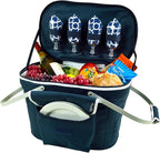 Picnic at Ascot Patented Collapsible Insulated Picnic Basket Equipped with Service For 4- Designed and Assembled in USA