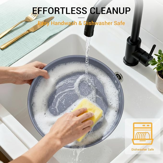 Ammeloo 18 Pcs Pots and Pans Set Non Stick, Induction Ceramic Cookware Set with Detachable Handle,Non Toxic Kitchen Cooking Set with Removable Handle for RVs,Camping,Fridge, Dishwasher/Oven Safe,Black