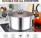 E-far 6-Qt Stainless Steel Stock Pot, Triply Stockpot with Lid for Cooking Simmering Soup Stew, Heavy Duty Cookware Works w/Induction, Non-toxic & Corrosion Resistant, Dishwasher Safe